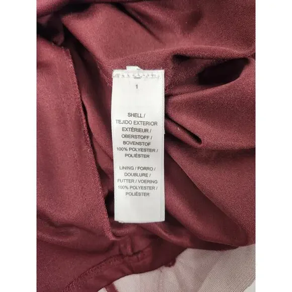 Gianni Bini Women's Wendy Burgundy Sequin Mesh Embroidered Floral Dress, Size 0 - Picture 12 of 14